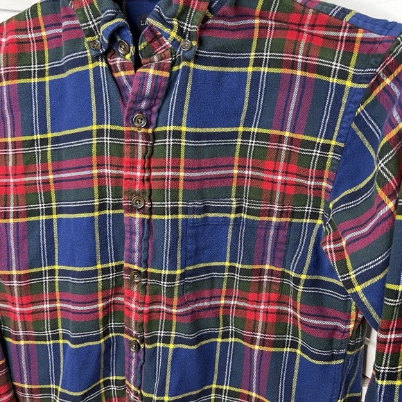 Vintage Y2K Lands' End Multicolored Plaid Men's Flannel Medium Tailored 15-15.5 - Picture 2 of 5